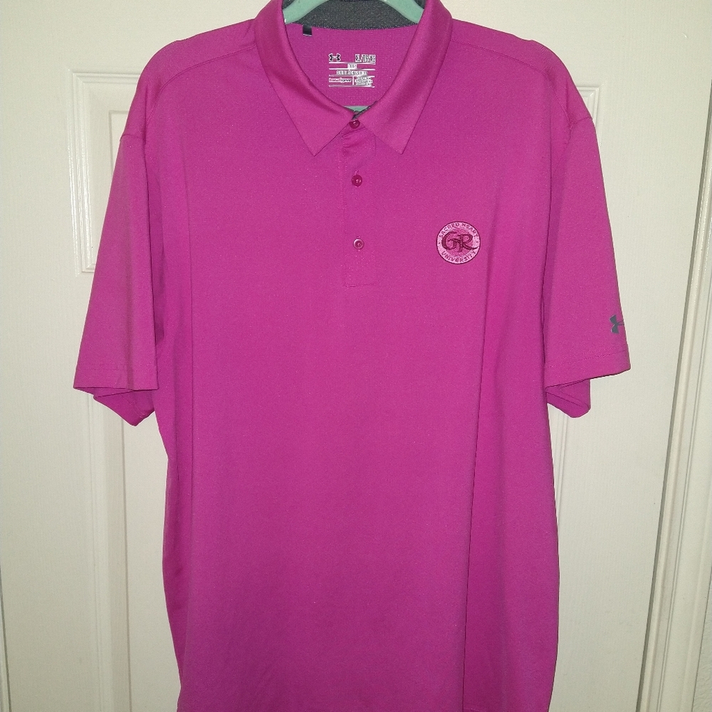 Under Armour Loose Pink Short Sleeve Polo Shirt Men's XL